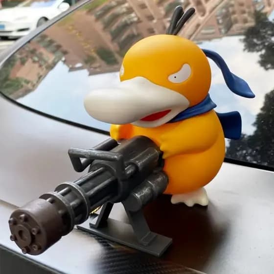 Desenhos Animados Pokemon Gatling Arma Psyduck Postura Em Pé Figura De Ação Coleção Modelo Carro Ornamento Decoração Des