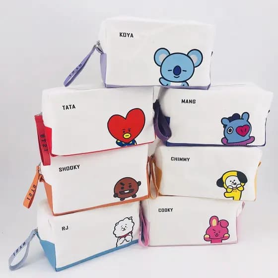 Estojo De Maquiagem De Tecido Pu Com Desenho Bts Bt21
