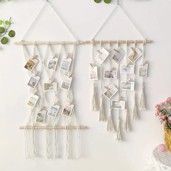 1 peça de tapeçaria tecida em estilo macramê boêmio com franjas, para decoração de parede, armazenamento de grampos de c