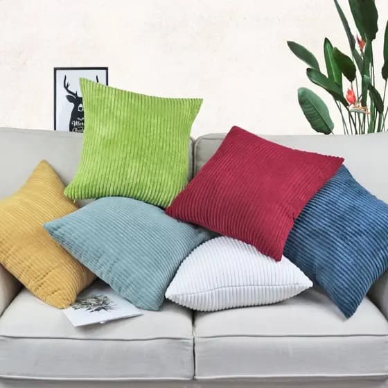 Capa de almofada simples e lisa com padrão de listras, cor sólida, 40 * 40CM/45 * 45CM, capa de almofada de sofá em velu