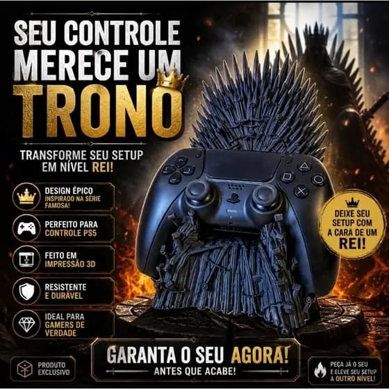 Suporte para Controle PS4 E PS5 SEU CONTROLE MERECE UM TRONO