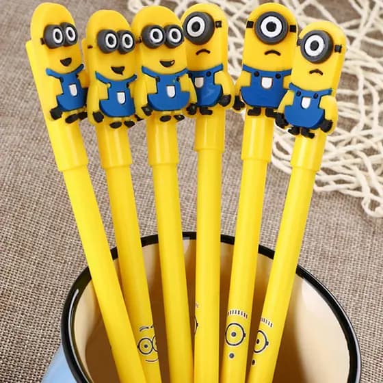 12 Pçs Caneta em Gel Amarela de Estudante com Estampa de Olho Neutra Adorável / Material de Escritório