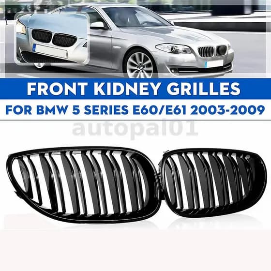 Um Par De Grades Dianteiras Do Carro Preto Brilhante Para BMW Série 5 M5 E60/E61 2003-2010
