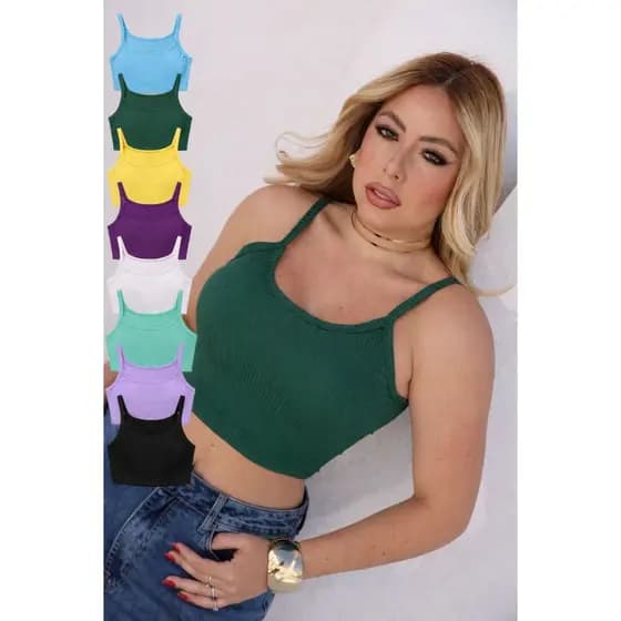 Cropped com Bojo Feminino Top Alcinha Blusinha Blusa Ribana