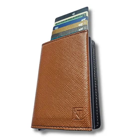 Carteira Masculin Couro Pu Porta Cartao Rfid Exclusive Jaspe Antifurto Minimalista ATNI Ravenna