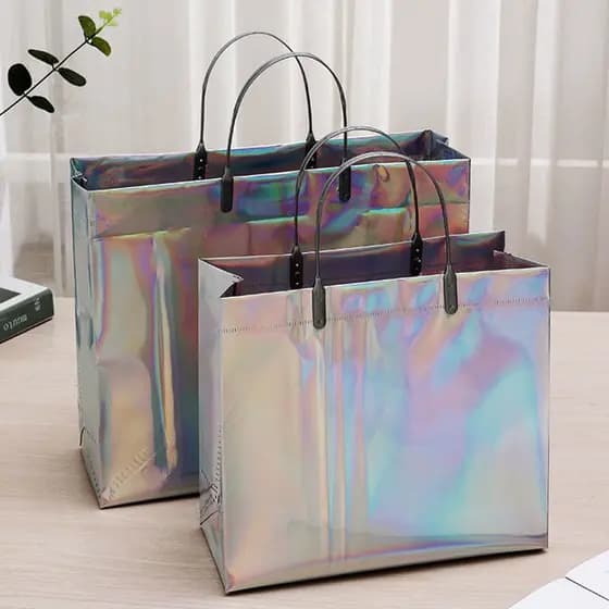 Engrossado PVC À Prova D'água Sacola Do Presente Saco De Compras Eco A Laser Reutilizável