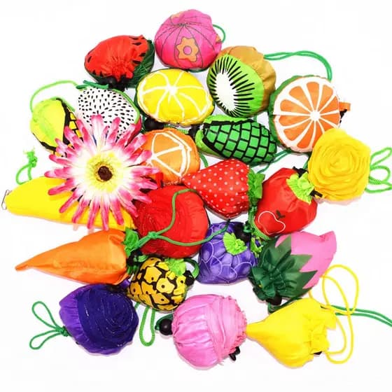 Bolsa Tote de Poliéster Ecológico Reutilizável / Bolsa Dobrável para Compra / Bolsa de Frutas/Verduras