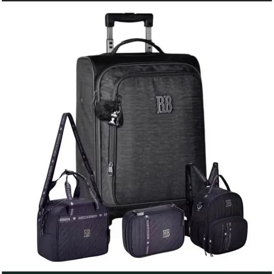 Kit Mala de Bordo Mochila RB Rebecca Bonbon Rodinha 360 Carrinho Lancheira Estojo