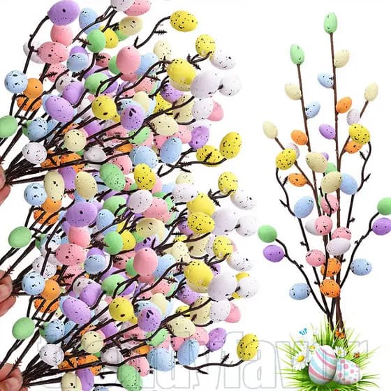 5-1 Pcs Artificial Páscoa Ovo Colorido Ramo Floral-Simulação Hastes De Flores De-Ornamento De Buquês-Galhos De Espuma-De