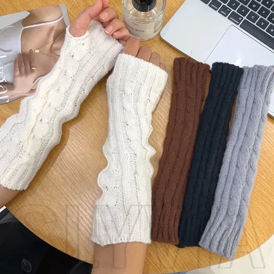 Luvas Longas Sem Dedos – Para Aquecedor De Braço De Outono E Inverno Manga Malha Sólida Anime Punk Lolita Usa Acessórios