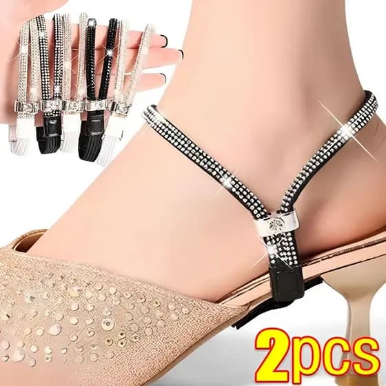 1 Conjunto De Cintos De Fixação Do Tornozelo Rhinestone/Cinto Elástico Ajustável Para/Faixa De Decoração Sapato Diamantado De Calcanhar Solto Alto Feminino