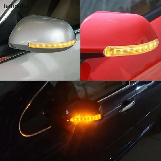 leiho 2Pcs Universal Soft Amber 9 SMD12V Lâmpada Indicadora De Espelho Retrovisor LED Para Carro