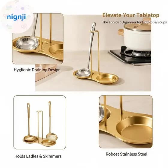 Nignji Suporte De Descanso De Concha De Aço Inoxidável Dourado , Base Estável Antiderrapante , Fácil De Limpar Para Casa