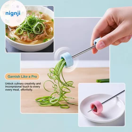 Nignji Portátil Cebola Verde Espiral Cortador De Alimentos Seguro Aço Inoxidável Vegetal Slicer Ferramenta Cozinha Para