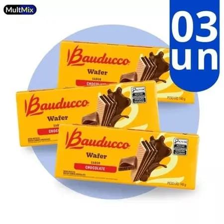 Kit Com 3 Unidade Biscoito Wafer Bauducco 140g