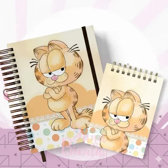 Caderno A5 GARFIELD PERSONALIZADO COM FOLHAS DECORADAS/ CAPA DURA ENVIO IMEDIATO