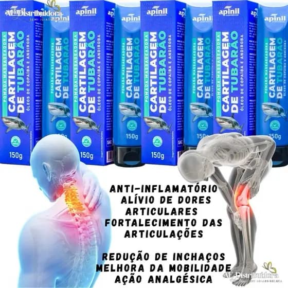 Pomadas Massageadora Gel Cartilagem de Tubarão para dores musculares e articulares 150g Canela De velho