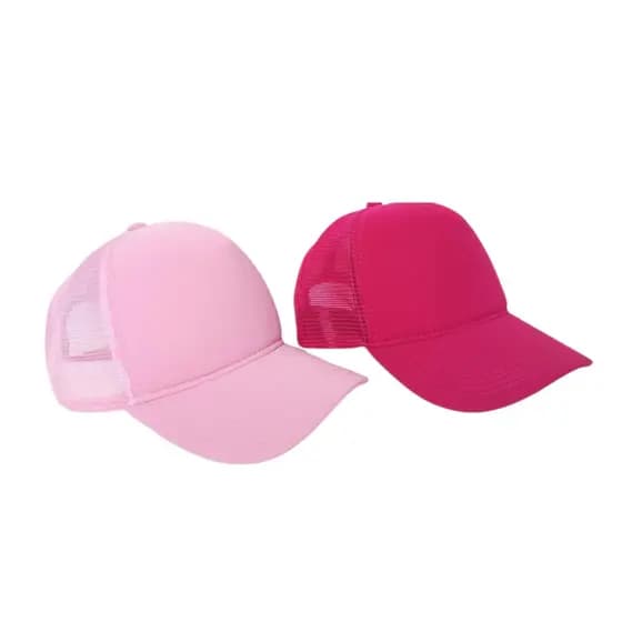 Boné Trucker Liso Rosa Com Redinha Telinha Aba Curva