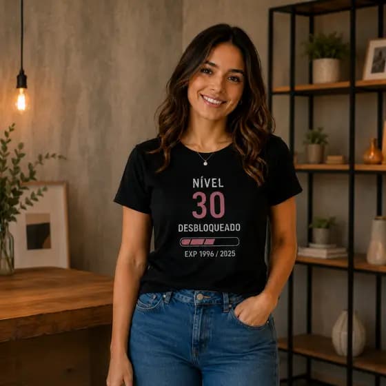 Camiseta Feminina Nível 30 Desbloqueado 30 Anos