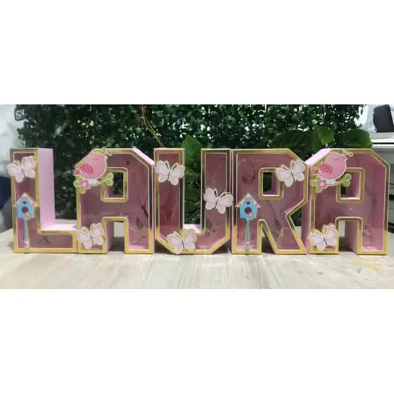 kit 5 letras 3D com Luzes personalizada