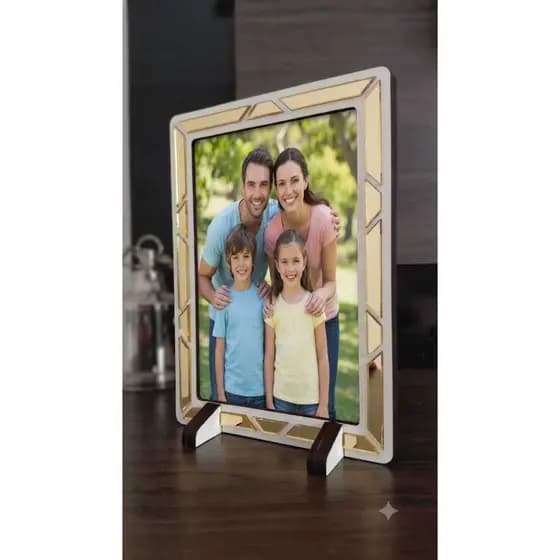 KIT 2 Porta Retratos 10x15 Premium | Horizontal + Vertical | MDF Branco | Com ou Sem Acrílico Espelhado