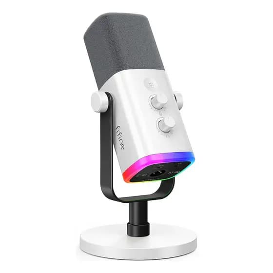 Microfone Dinâmico Fifine Ampligame Am8w Xlr Usb-c Cardioide Branco