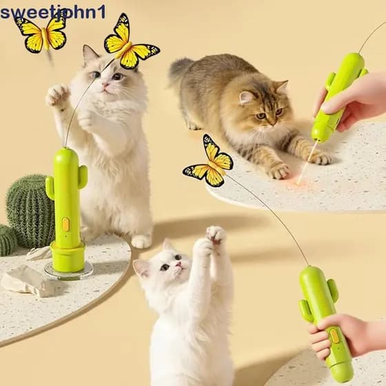 SWEETJOHN1 Haste Elétrica De Jogo Automático , Brinquedos Interativos Para Gatos Com Modo Butterfly Teaser 2 , Rotação D