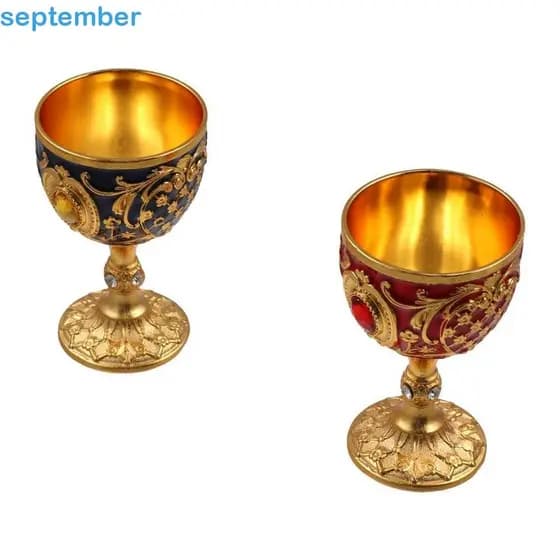 Copo De Vinho De Metal Vintage SEPTEMBERB , Taças Em Estilo Europeu Relevo , Taça Anti-Quebra Incrustada De Diamantes