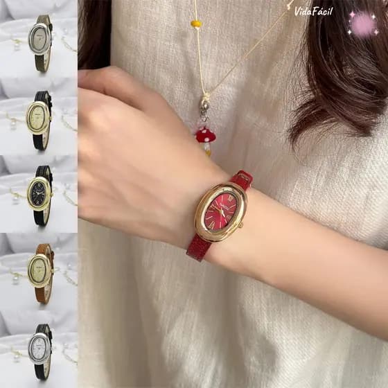 Relógio De Quartzo Feminino De Luxo Perfumado , Pulso Com Pulseira De Couro Durável Em Forma De Ovo De Ganso , Casual