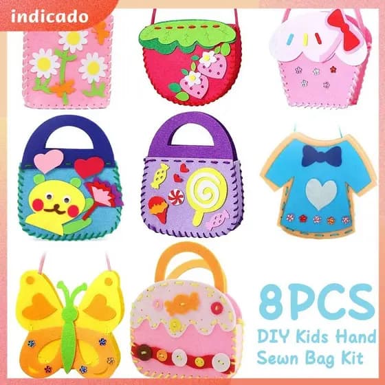 8Pcs Primeiro Kit De Costura Para Crianças De Feltro Educacional Pré-Escolar Brinquedos Educacionais Kids Craft Felt SHOPSBC2242