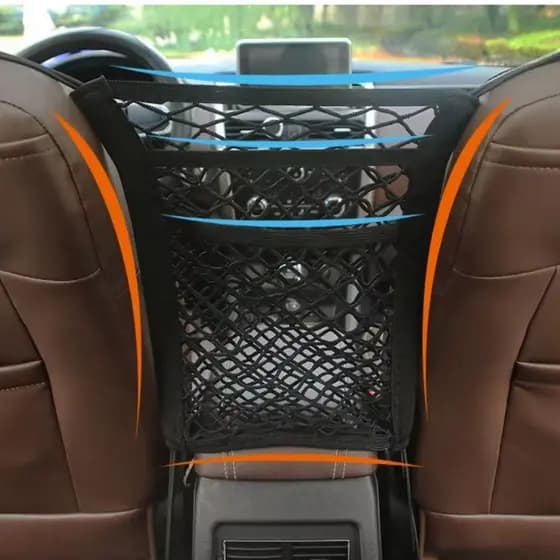 Organizador para Carro Rede Tela Multifunção 2 Compartimentos Divisórias Cães, Pet, Bolsa, Acessórios