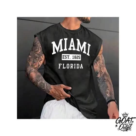 Regata Machão Miami Florida Streetwear P AO GG 100% Algodão Passeio Casual Treino Academia