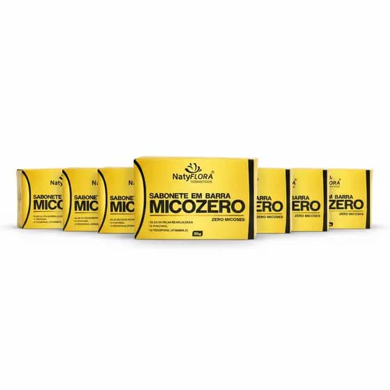 Kit 7 Sabonete Micozero NatyFlora 90g Antifúngico Para Micoses Fungos Pano Branco