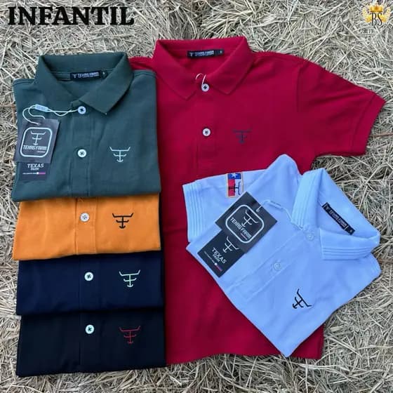 Camiseta Gola Polo Infantil Para Mini Cowboy Usar Em Festas Ou Rodeio Texas Fo