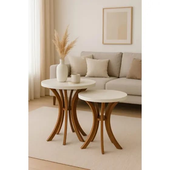 Mesa De Canto Sala Lateral Sofá Kit Cálice 60cm altura e 40cm Altura Em MDF
