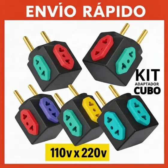 Adaptador de Tomada CUBO PRETO Kit Benjamin 10A/20A Pino Maciço Resistente