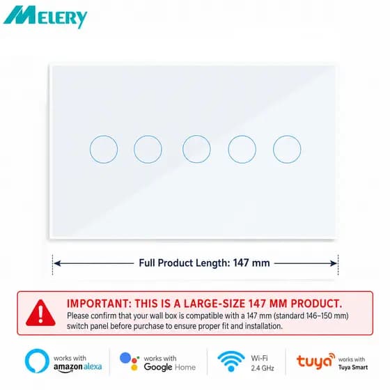 WIFI Painel De Vidro 8/10 Gang 147 * 86mm Tuya smart Life Compatível Com Alexa Google Home