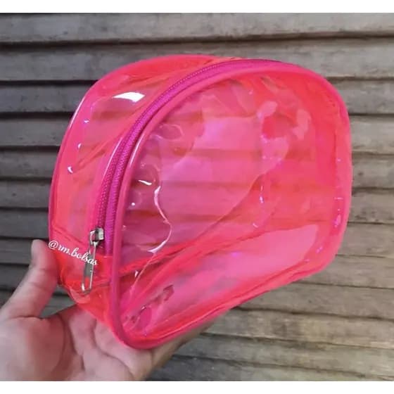 Necessaire Bolsa de mão Organizador transparente em cor para lembrancinhas