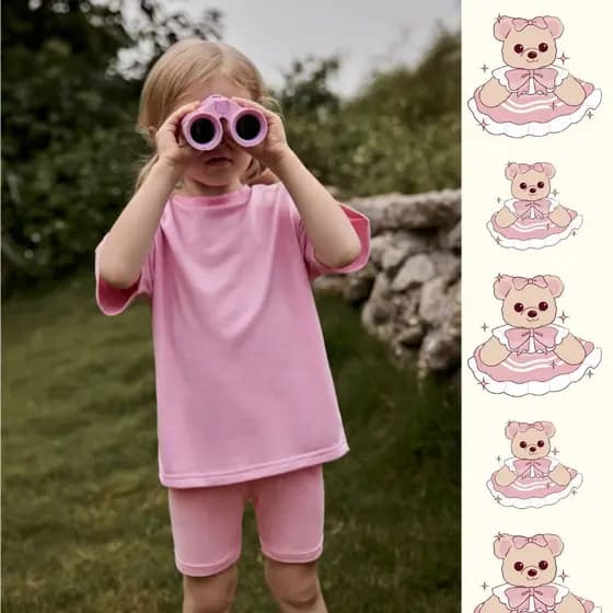 Conjunto Infantil para menina, Short e Camiseta para garota