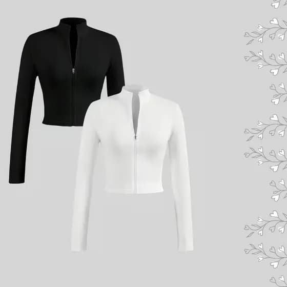 2 Casacos Femininos fit para treino academia casaco Jaqueta Casual Manga Longa Slim Fit, casaquinho para exercícios