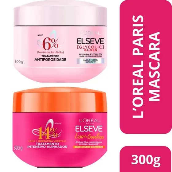 Kit Elseve Mascara Tratamento Liso dos Sonhos + Glycolic Gloss 300g