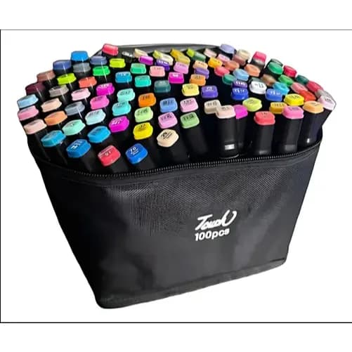 Kit 100 Canetinhas Marcadoras Caneta Ponta Dupla Colorida Arte Desenho Manga Escolar