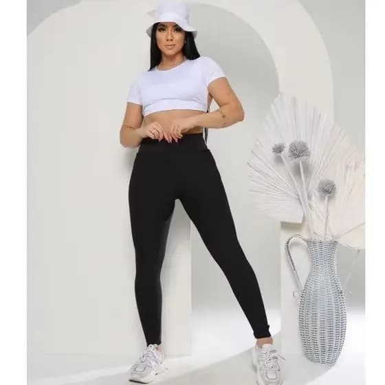 Calça Legging de Neoprene Sem Transparência Cintura Alta