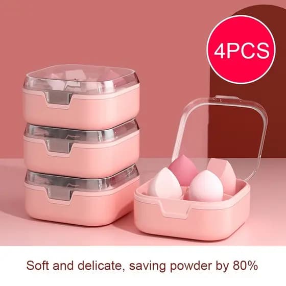 Kit Esponja para maquiagem 4 unidades com estojo próprio acabamento de base, corretivo, pó alta performance Mac Kiko