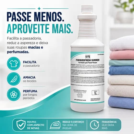 Finalizador de Roupas Spartan Finisherfresh Summer 1L Facilitador de Passar Perfuma Tecidos