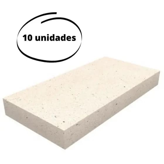 Kit 10 Placas Pedra Refratária Plaqueta para Churrasqueira Forno Lareira 23x11x2,5cm