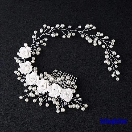 Jóias De Casamento Luxuosas Para Pente De Cabelo Pérola Noiva Acessório Feito À Mão