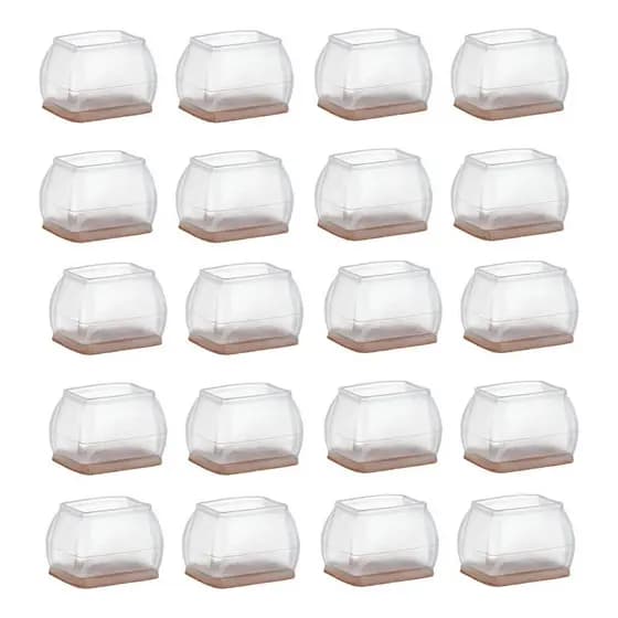 Kit 24 Pçs Proteção Pé Cadeira Moveis Retangular Com Feltro
