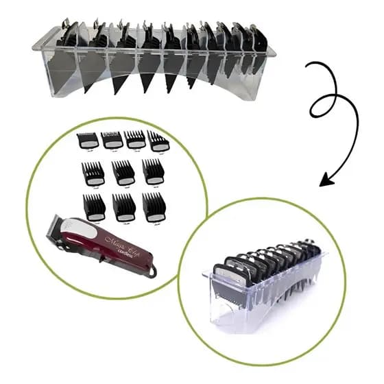 Kit 10 Pentes Especiais Trava De Metal Com Suporte de Acrílico Universal Preto cod 919