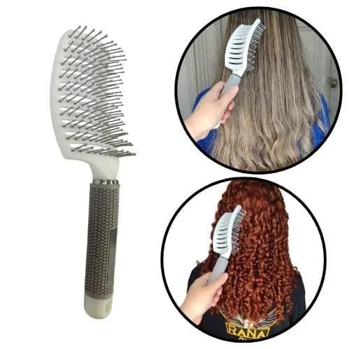 Kit 10 Escova Raquete Modeladora Vazada Com Cabo Siliconizado Profissional Branca cod 714